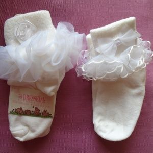 Vintage Rare Lace Ribbon Rose Bows Accent Pageants Bobby Socks